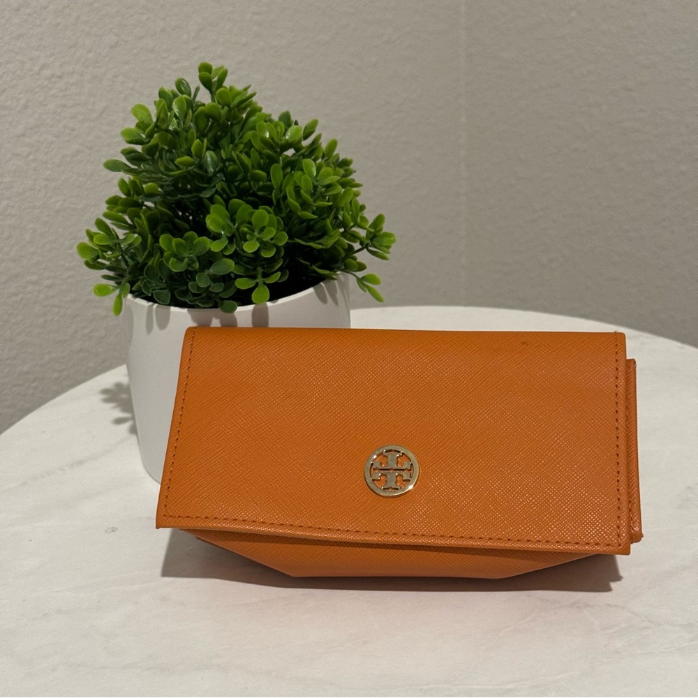 NEW Tory Burch Large Orange Gold Triangle Logo Sunglasses Case Only